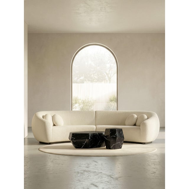 Contemporary Three Rocks High Side Table in Nero Marquina Marble from Insidherland For Sale - Image 3 of 4