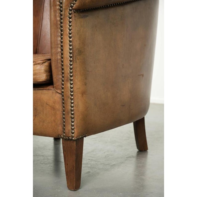 Vintage Sheepskin Club Armchair For Sale - Image 13 of 14