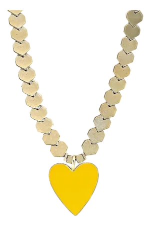 Happy Yellow Heart Beaded Necklace