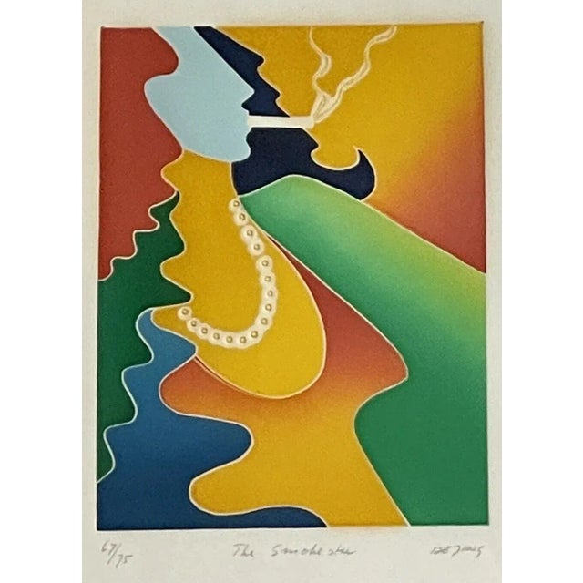 PALM BEACH ESTATE FIND! Circa 70s 80s era Thom de Jong “Smoke ster” relief print with etching signed and numbered in...