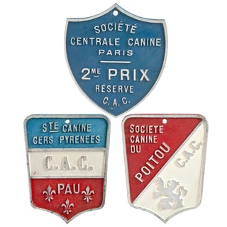 Vintage French Dog Show Award Plaques - Set of 3 For Sale