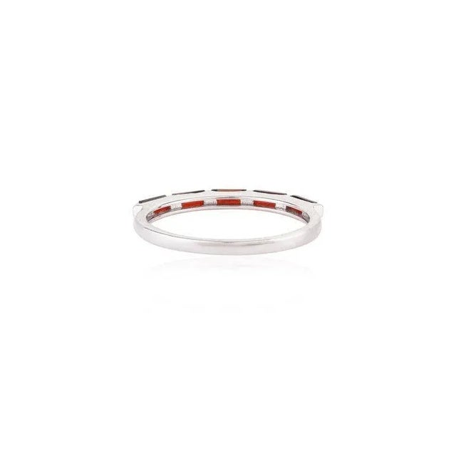 Metal Baguette Cut Garnet Gemstone Half Band Ring Size 6 (All Sizes Available) For Sale - Image 7 of 9
