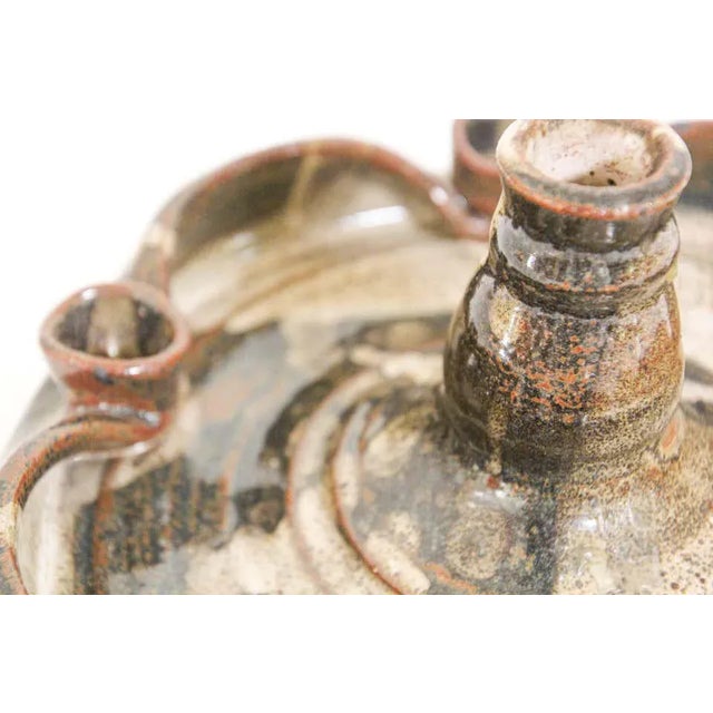 Vintage Midcentury Stoneware Pottery Studio Candleholder For Sale In Palm Springs - Image 6 of 8