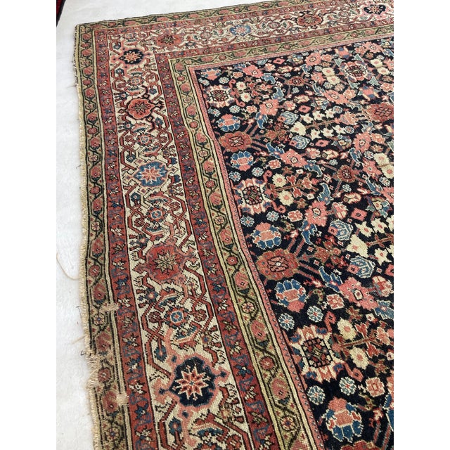 Green Lattice Pattern Antique Feraghan Rug - 10.2 X 12.10 For Sale - Image 8 of 12