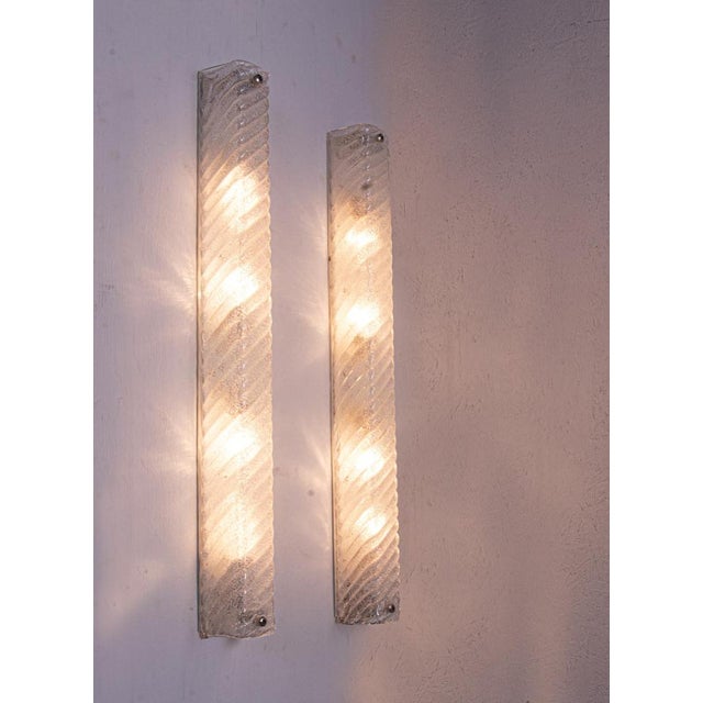 Large Frosted Murano Glass Mirror Wall Sconces from Eglo, Austria, 1960, Set of 2 For Sale - Image 3 of 11