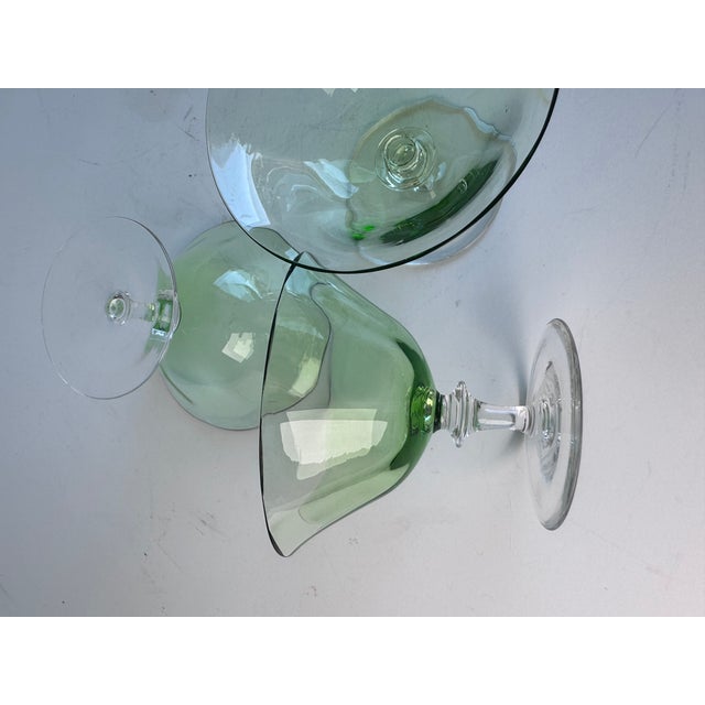 Glass 1950s Green Glass Dessert Cups, Set of 10 For Sale - Image 7 of 10