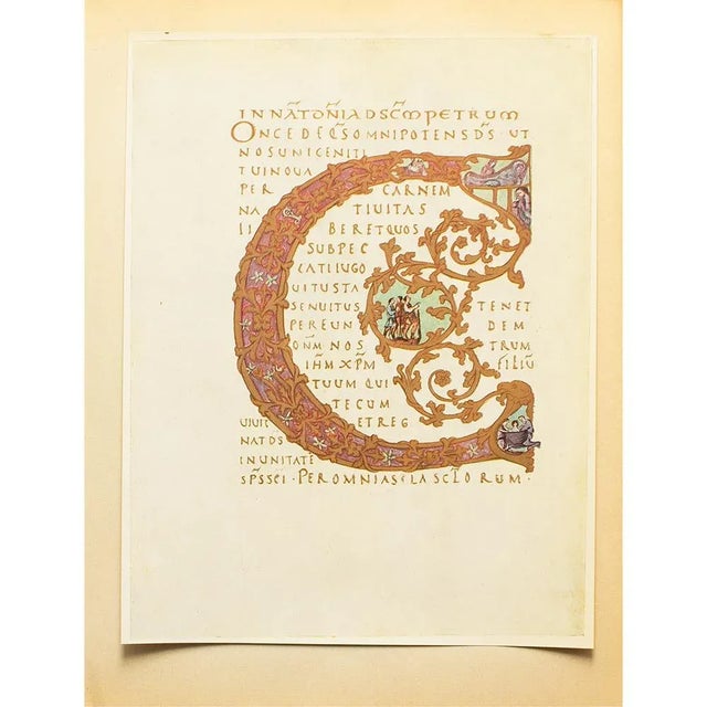 A stunning rare vintage First Edition full color and gold ink offset lithograph print of the letter C (from The Second...