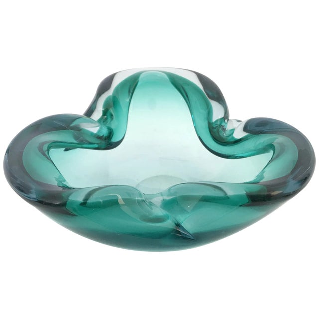 Green Vintage Green Murano Glass Bowl For Sale - Image 8 of 8