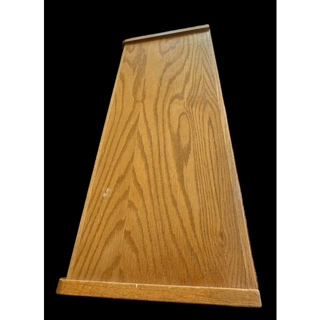 Mid Century Oak Wood Barrister Bookcase Lawyers Three Unit Glass Doors Vintage For Sale - Image 9 of 12