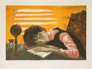 1990s Jean-Pierre Alaux Sleepy Girl Lithograph