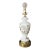 Vintage Milk Glass Table Lamp With Gold Floral Design & Brass Base For Sale