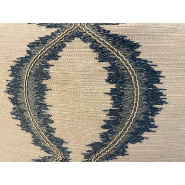 Cowtan & Tout Trellis Lattice Embroidery Fabric “Micro/Blue” Pillow Covers - A Pair For Sale - Image 4 of 5