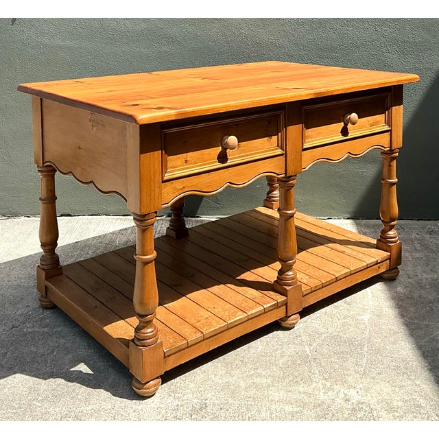 Vintage Knotty Pine Plank Center Island For Sale - Image 9 of 12