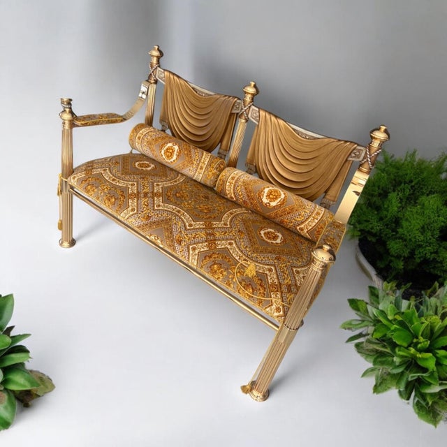 Hollywood Regency Hollywood Regency 3p Italian Imprt Armchair Loveseat Settee Set For Sale - Image 3 of 12