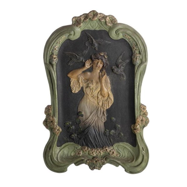 Art Nouveau Porcelain Wall Plaque For Sale - Image 6 of 6