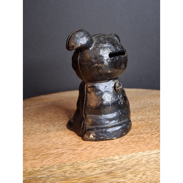 Black Rare Black Colorway Antique Hubley Cast Iron Fido Dog Still Bank 1904 Orig Paint For Sale - Image 8 of 18
