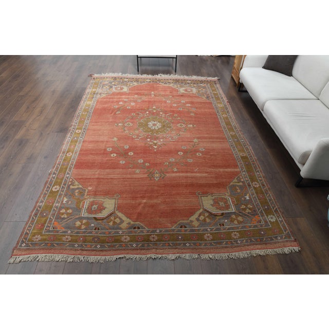 1970s Vintage Persian Handmade Wool Cotton Red Area Rug For Sale - Image 4 of 11