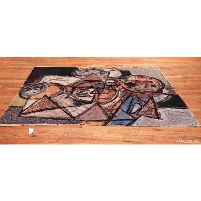 Nazmiyal Collection Vintage Scandinavian Corneille Art Rug For Sale - Image 10 of 11