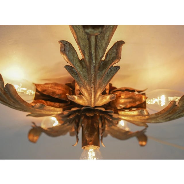 1960s Florentine Gilded Metal Ceiling Lamp, Italy, 1960s For Sale - Image 5 of 8