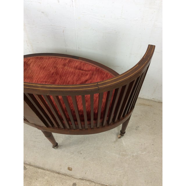 Antique Edwardian Inlaid Mahogany Settee For Sale - Image 17 of 18