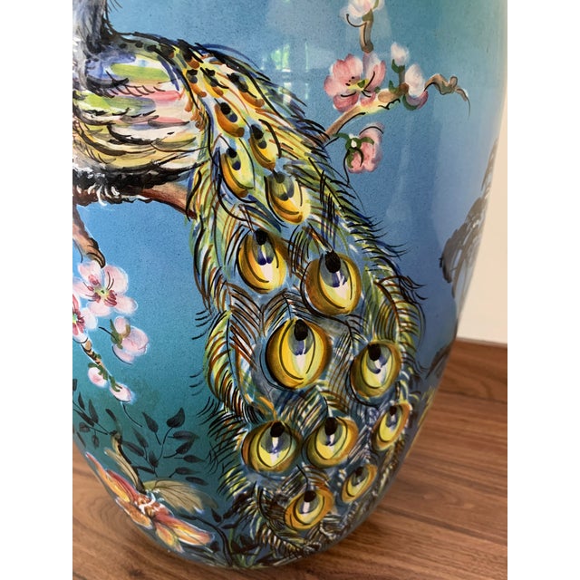 Mid-Century Modern 20th Colorful German Baluster Peacock Vase by Ulmer Keramik For Sale - Image 3 of 5