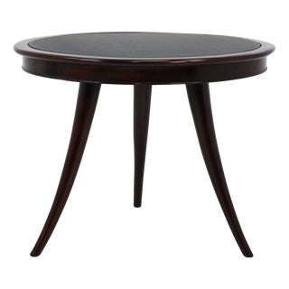 3-Legged Center Table with Swivel Top in Walnut and Leather by Paolo Buffa, Italy, 1940s For Sale