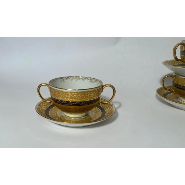A Set of 8 Cream Soup or Dessert Cups & Saucers. Antique Limoges Circa 1890 For Sale - Image 4 of 9