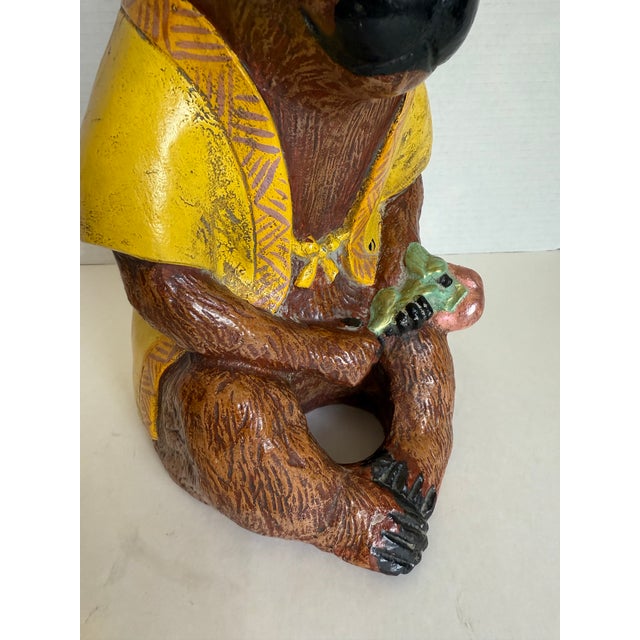 Vintage South American Folk Art Style Monkey Figure With Glass Eyes For Sale - Image 12 of 12