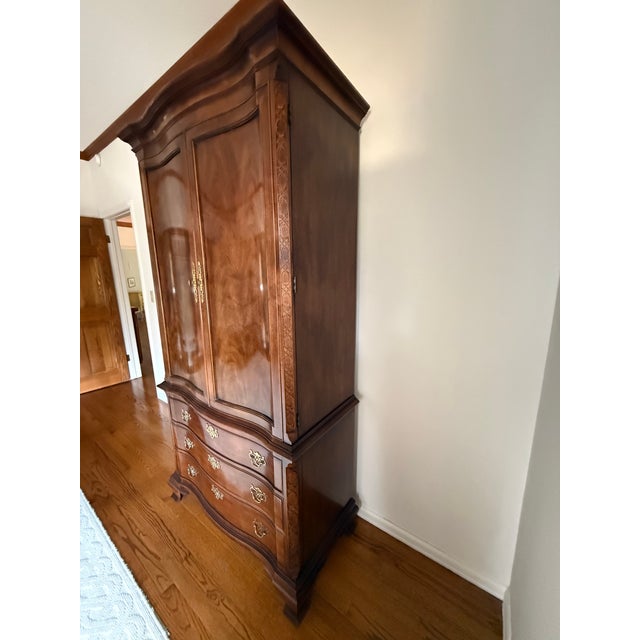 Wood 1970s Henredon Mahogany Burlwood Aston Court Suite - Armoire and Nightstand For Sale - Image 7 of 9