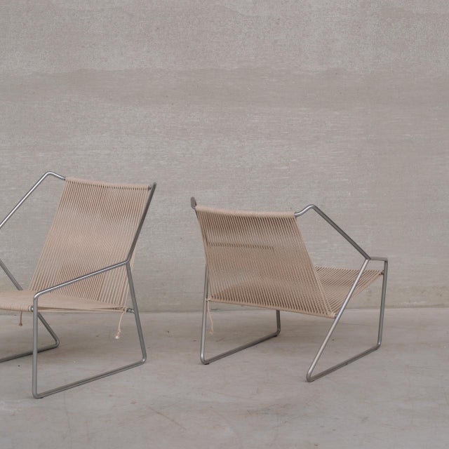 Beige Mid-Century Modern Danish Steel Armchairs by Henning Flok, 1960s, Set of 2 For Sale - Image 8 of 14