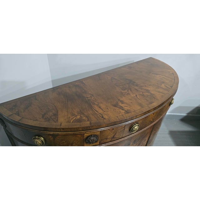 Antique Demi Lune Sideboard in Yew Wood, 1910 For Sale - Image 15 of 18