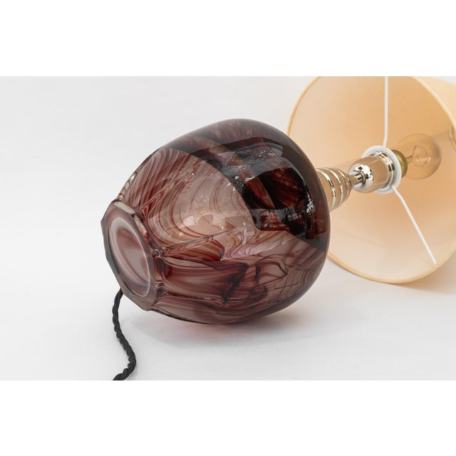 Murano Table Lamp with Fabric Shade, Italy, 1920s For Sale - Image 8 of 18