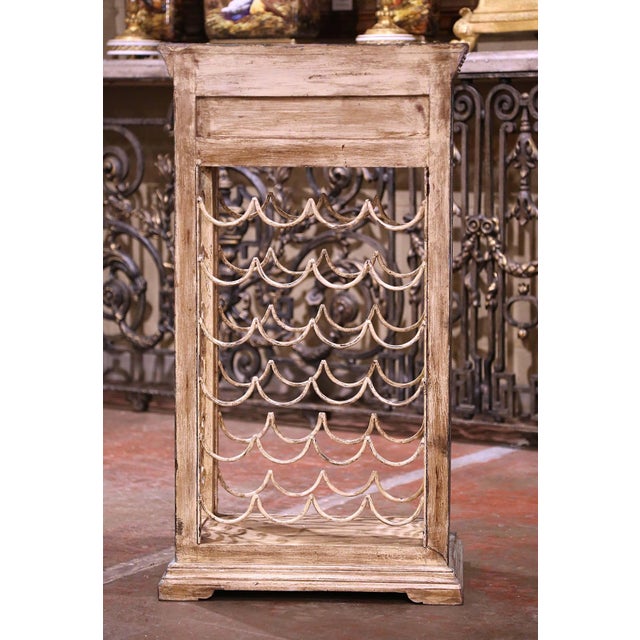 Mid-Century French Painted Wood and Wrought Iron Twenty-Four Bottle Wine Rack For Sale - Image 10 of 11