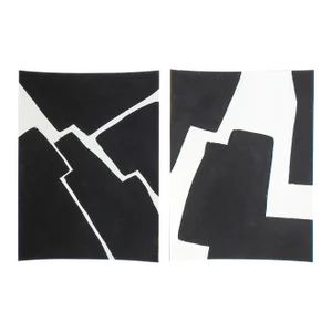 Contemporary Black & White Abstract Paintings - a Pair