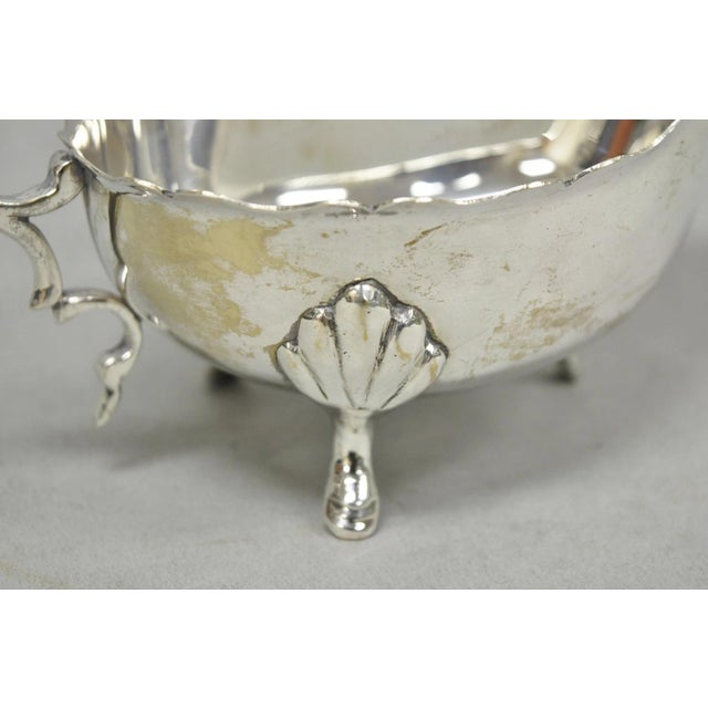 Silver Vintage Victorian Style Silver Plated Footed Gravy Sauce Boat With Handle For Sale - Image 8 of 14