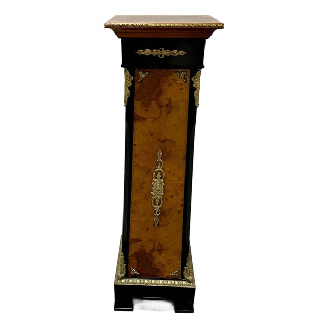 Reproduction Wooden Pedestal With Ormolu, 19th Century French Empire Style For Sale