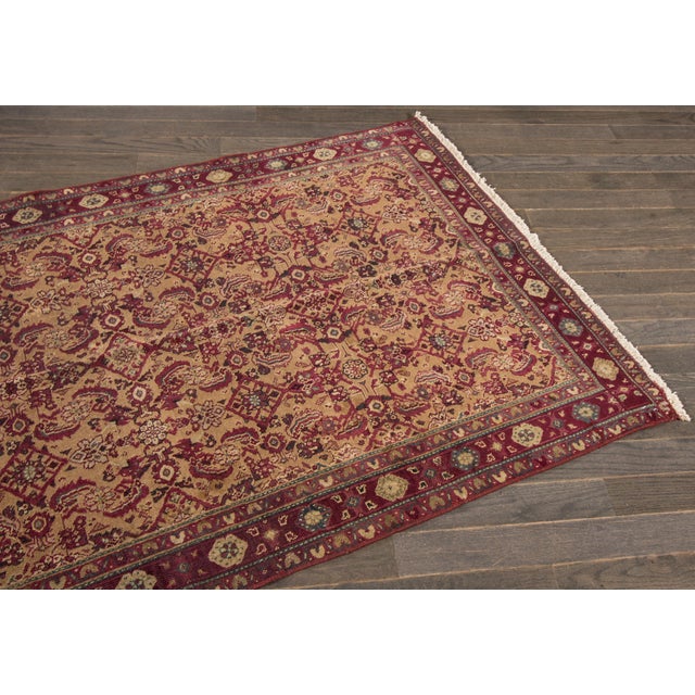 1940s 4 X 7 Vintage Agra Hand-Knotted Wool Rug in Brown With Allover Design For Sale - Image 5 of 11