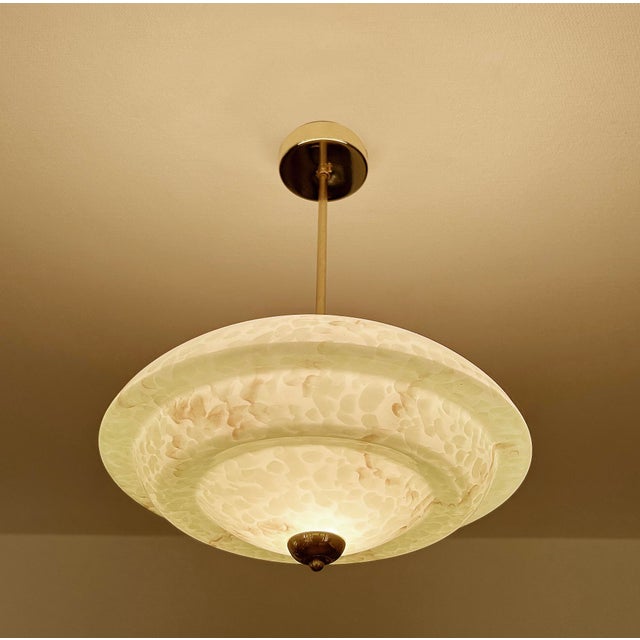 Art Deco Pendant Light in Amber Marble Glass, 1930s For Sale - Image 4 of 18