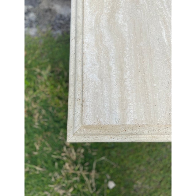 Stone Italian Travertine Side Table With Beveled Edge For Sale - Image 7 of 12