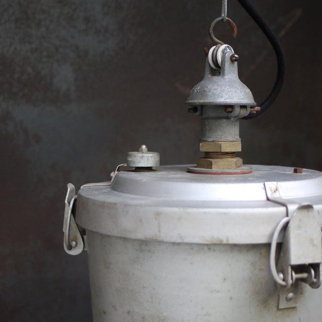 Industrial Large Vintage Industrial French Green Enamel Pendant Lights For Sale - Image 3 of 6