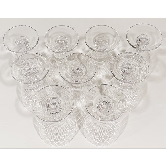 1990s Vintage Crystal Fluted Wine Goblets - Set of 9 For Sale - Image 5 of 18