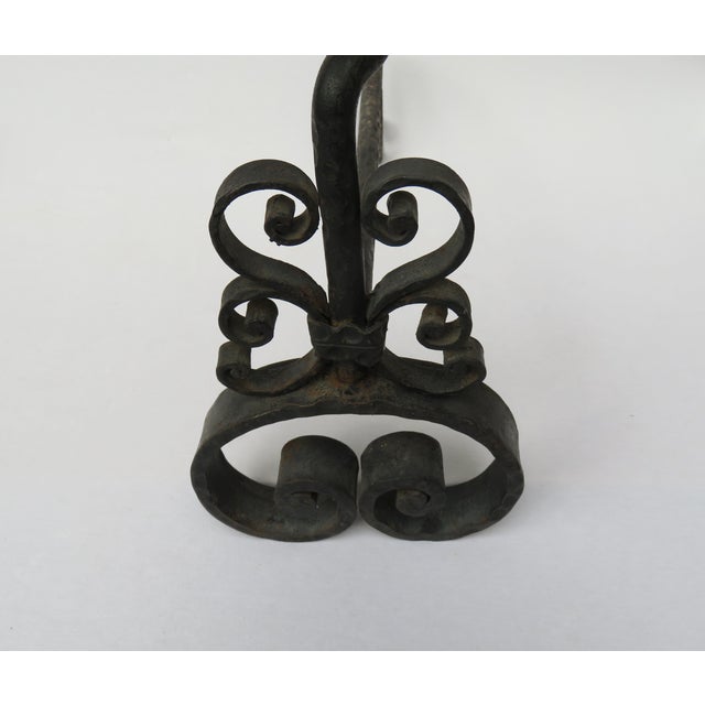 French Wrought Iron Andirons, 1900, Set of 2 For Sale - Image 6 of 16