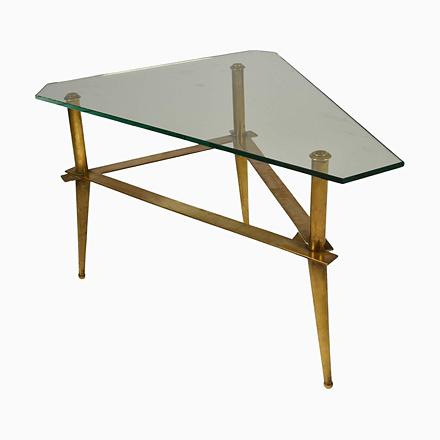 Italian Brass and Glass Tripod Coffee Table, 1950s For Sale - Image 11 of 11