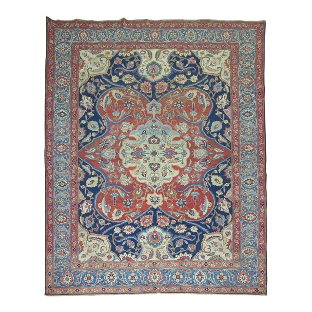 Early 20th Century Dramatic Antique Tabriz Rug - 6'11" x 10'11" For Sale