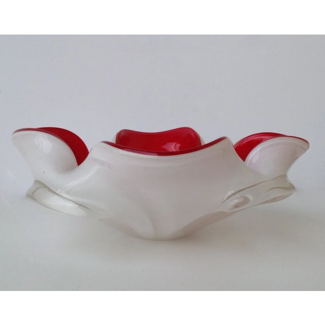 Red Italian Murano Large Sommerso Triple Cased Bowl For Sale - Image 8 of 11