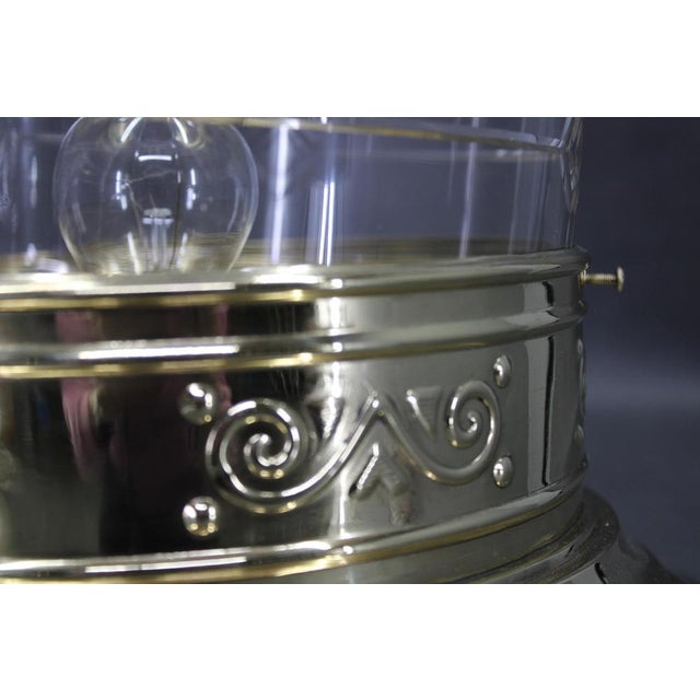 Gold Art Nouveau Brass and Glass Ceiling Light, Czechoslovakia, 1930s For Sale - Image 8 of 11