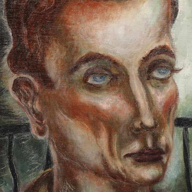 Modernist Oil on Canvas Painting "The Immigrant" Signed Hida Coates Altschule For Sale - Image 14 of 18