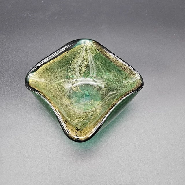 Vintage Murano Glass Ashtray with Gold Flakes, 1950s, in Very Good conditions. Designed 1950 to 1959 I have official proof...