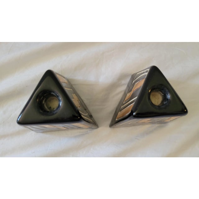 Vintage Harris Potteries Modernist Ceramic Candleholders- a Pair For Sale - Image 6 of 10
