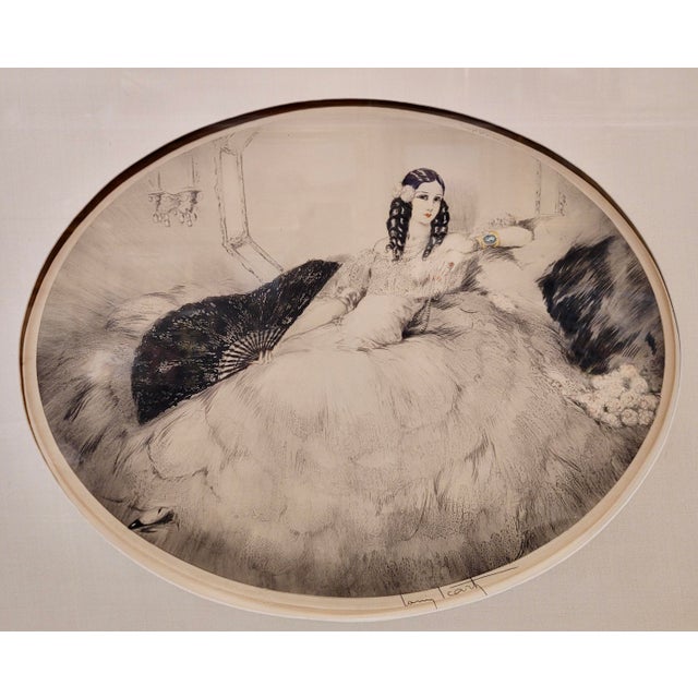 Art Deco Louis Icart - The Woman With the Black Fan -Original 1931 Etching For Sale - Image 3 of 9